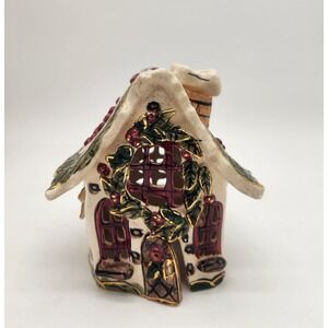 Blue Sky Corp Heather Goldminc Holly Berry Cottage Candle Holder House Only 2002